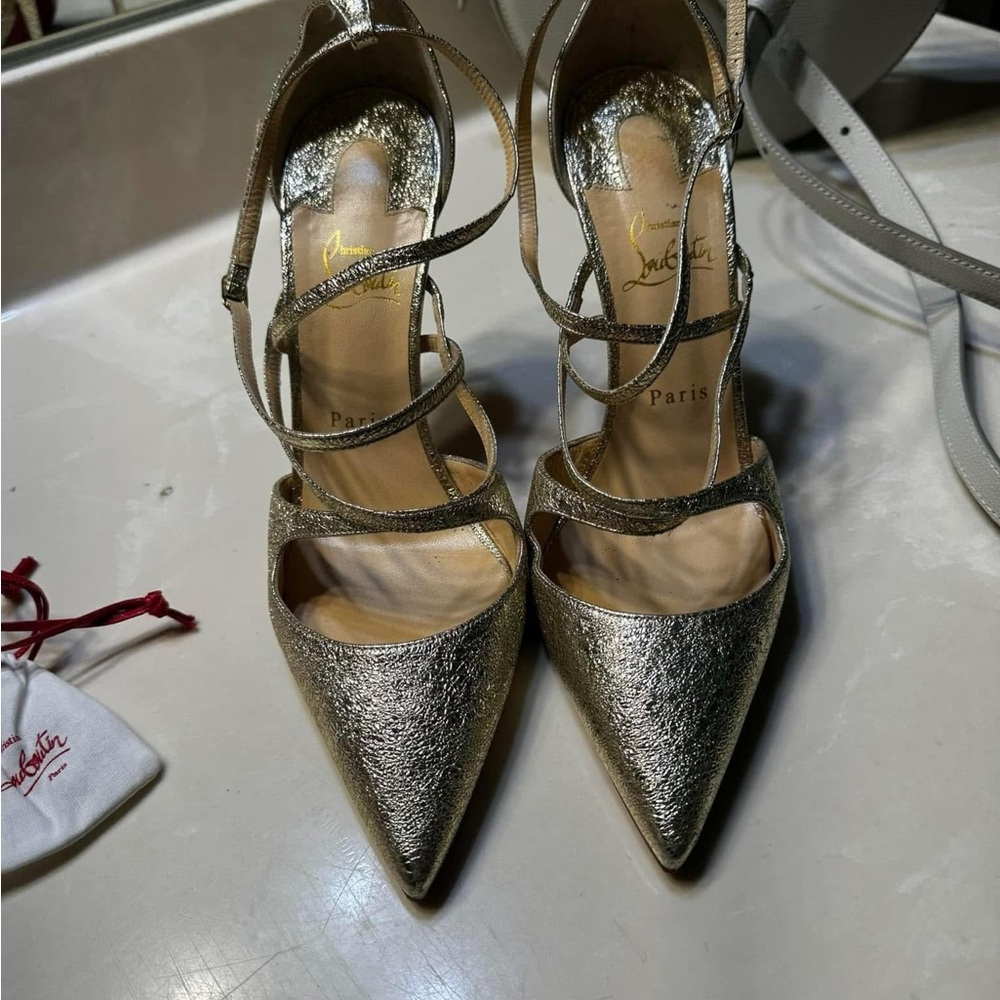 Christian Louboutin Gold Strappy Women's Shoes
